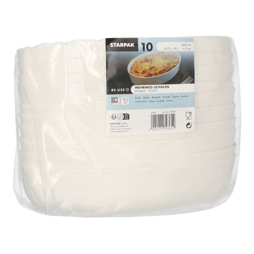 Mehrweg-Schalen oval 2400 ml 6,5 cm x 19,5 cm x 30,5 cm weiss "Cella"