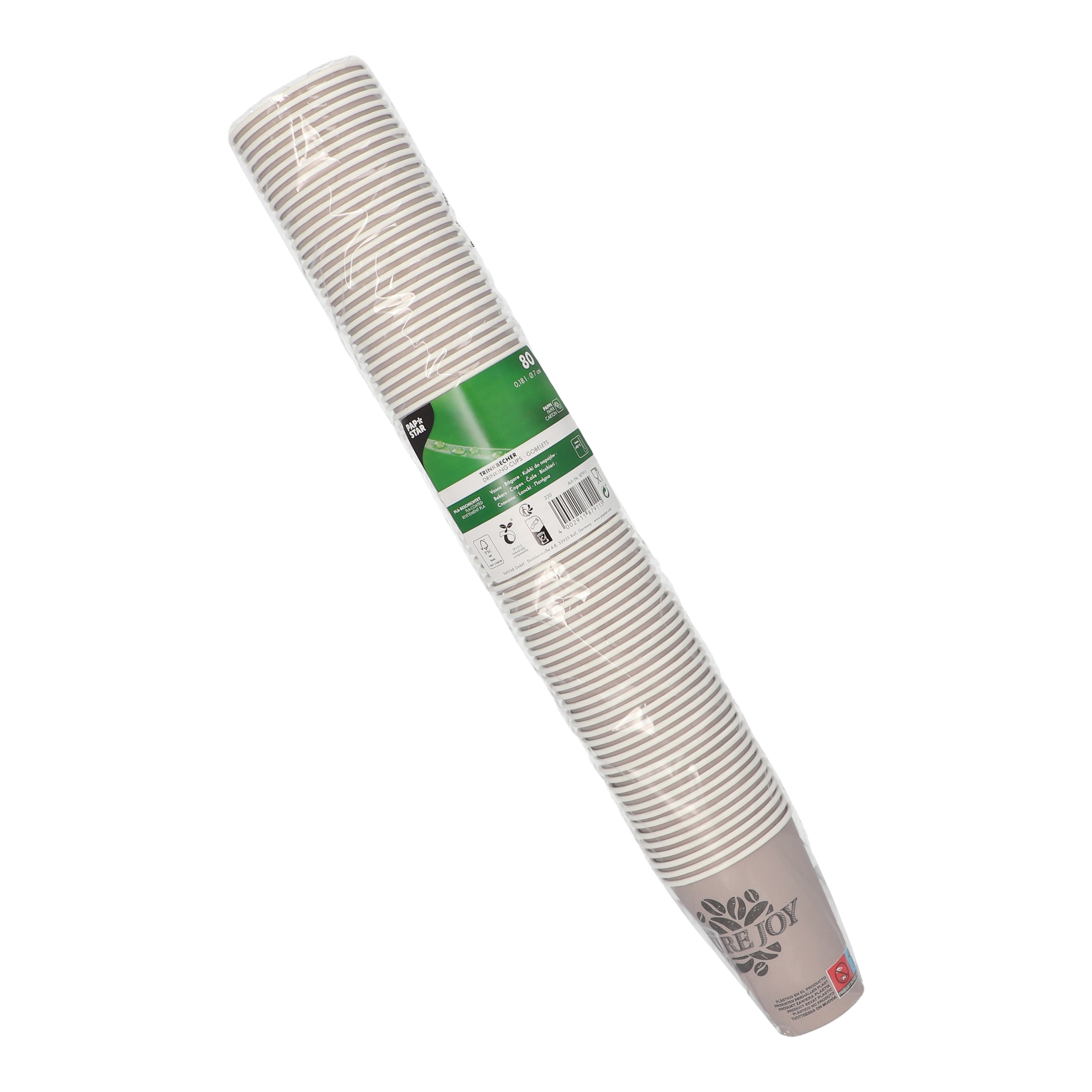 Automatenbecher, Pappe 0,18 l Ø 7 cm · 9,2 cm taupe "Pure Joy"