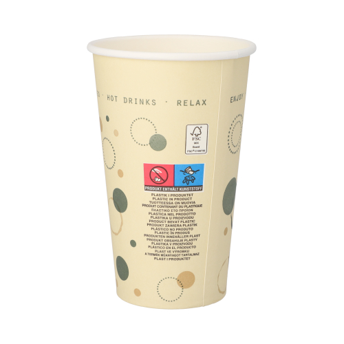 Trinkbecher, Pappe "To Go" 0,4 l Ø 9 cm · 13,9 cm "Coffee Rings"