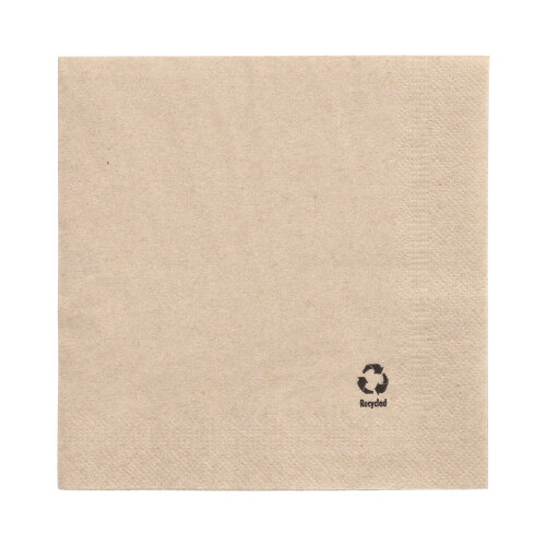 Servietten, 2-lagig 1/4-Falz 33 cm x 33 cm natur aus recyceltem Papier