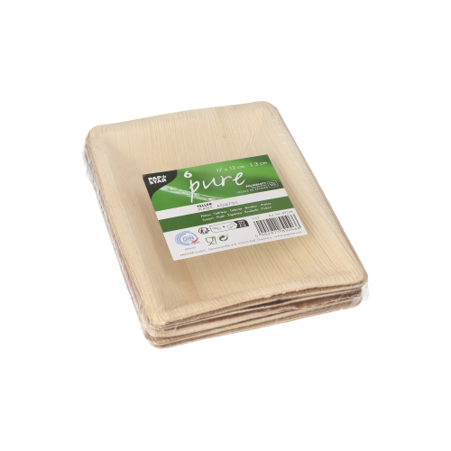 Teller Palmblatt "pure" eckig 3 cm x 17 cm x 12 cm natur