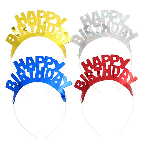 Haarreifen farbig sortiert "Happy Birthday" "Metallic"