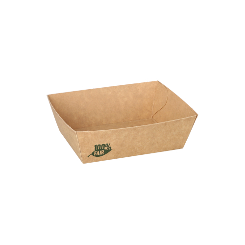 Snacktrays, Pappe "pure" 3,5 cm x 7 cm x 9 cm braun "100% Fair" klein