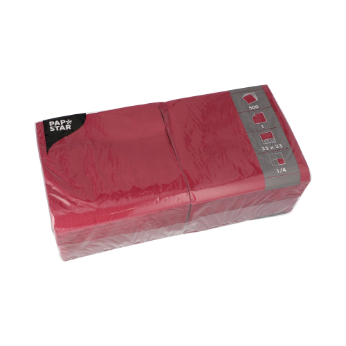Servietten, 1-lagig 1/4-Falz 33 cm x 33 cm weinrot