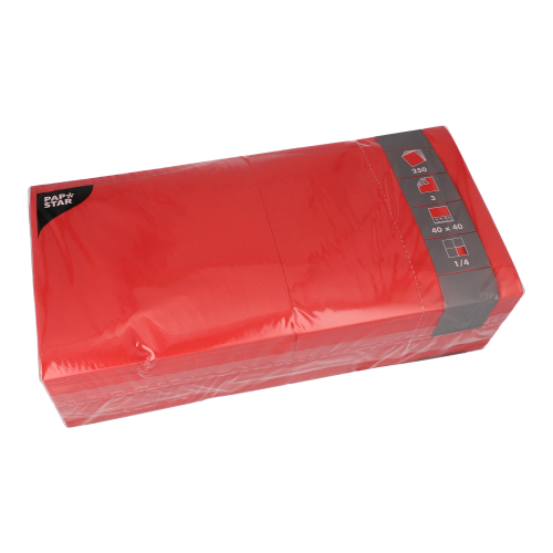 Servietten, 3-lagig 1/4-Falz 40 cm x 40 cm rot