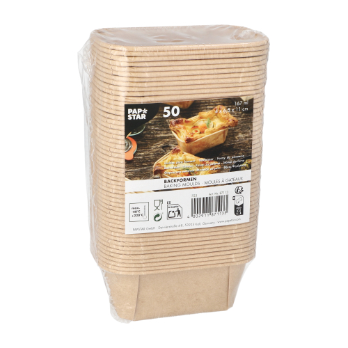 Backformen eckig 167 ml 4 cm x 6,5 cm x 11 cm braun