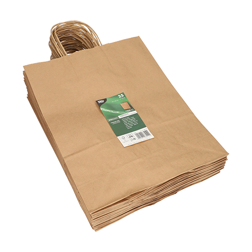 Tragetaschen, Papier 35 cm x 26 cm x 12 cm braun mit gedrehtem Tragegriff