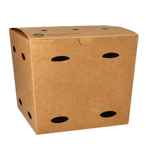 Pommes-Frites-Boxen, Pappe "pure" 14 cm x 14,5 cm x 14,5 cm braun "100% Fair" groß