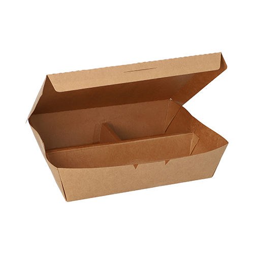 Lunchboxen, Pappe 3-geteilt 600 ml 5 cm x 14,8 cm x 18,3 cm braun