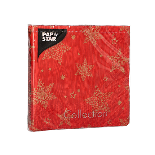 Servietten, 3-lagig 1/4-Falz 25 cm x 25 cm rot "Christmas Shine"