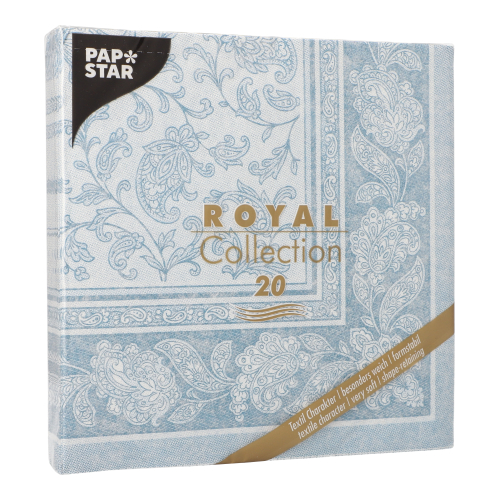 Servietten "ROYAL Collection" 1/4-Falz 40 cm x 40 cm arktikblau "Ornaments"