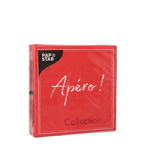 Servietten, 3-lagig 1/4-Falz 25 cm x 25 cm rot "Apero"