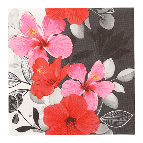 Servietten, 3-lagig 1/4-Falz 33 cm x 33 cm "Hibiscus"