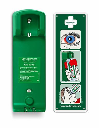"Cederroth" Wandhalter Augendusche 27 cm x 9 cm x 7 cm "Eye Wash" inkl. Hinweisschild