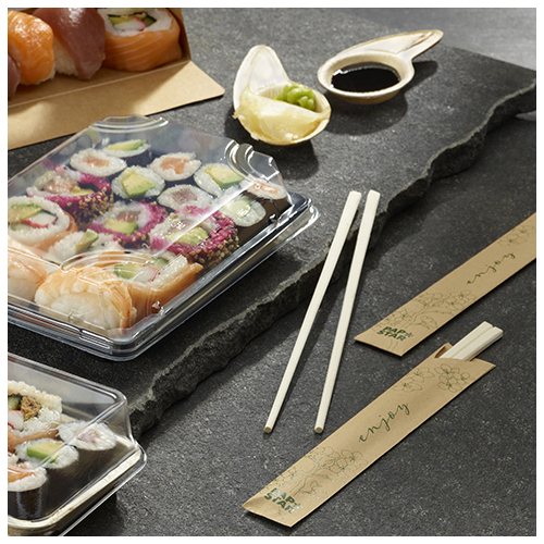 Paar Essstäbchen Bambus "ASIA" 21 cm einzeln gehüllt