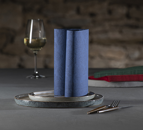 Servietten "ROYAL Collection" 1/4-Falz 40 cm x 40 cm dunkelblau "Arabesque"