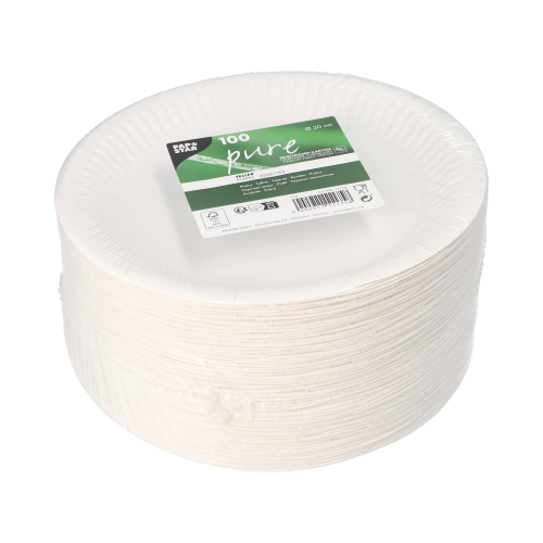 Teller, Pappe "pure" rund Ø 20 cm weiss