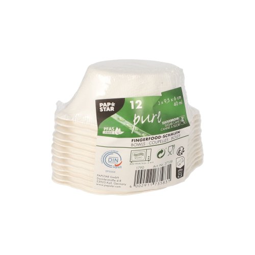 Fingerfood - Schalen Zuckerrohr "pure" 40 ml 3 cm x 9,5 cm x 6 cm weiss "Wave"