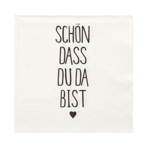 Servietten, 3-lagig 1/4-Falz 33 cm x 33 cm "Schön, dass du da bist"