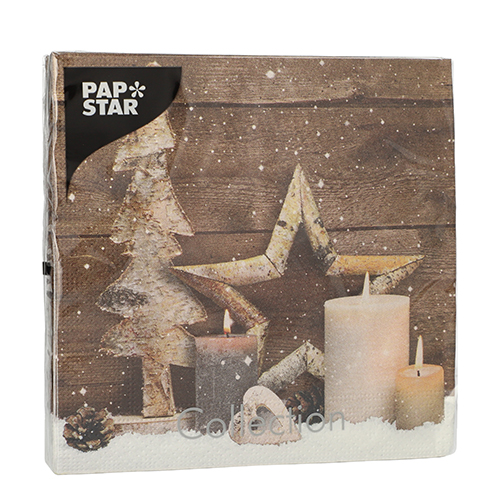 Servietten, 3-lagig 1/4-Falz 33 cm x 33 cm "Candles and Stars"