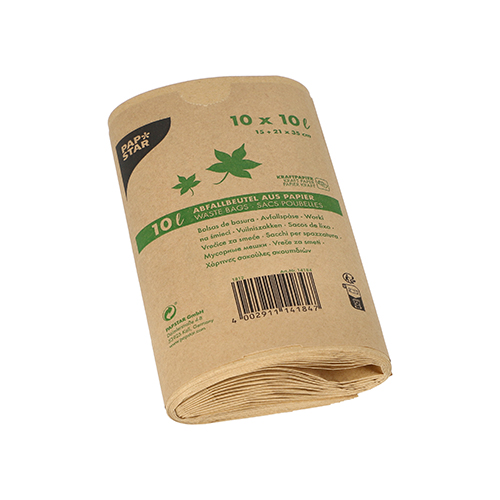 Abfallbeutel Papier, recycled 10 l 35 cm x 21 cm x 15 cm braun