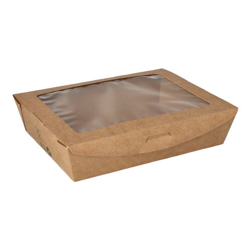 Feinkostboxen Pappe "pure" eckig 1000 ml 4,5 cm x 18 cm x 13,5 cm braun "100% Fair"