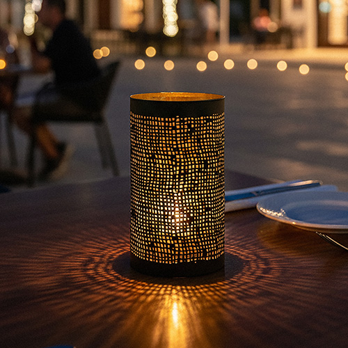 Kerzenhalter Ø 8 cm · 15 cm schwarz/gold "Ibiza"