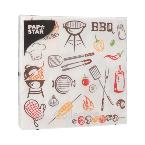 Servietten, 3-lagig 1/4-Falz 33 cm x 33 cm "Time for BBQ"