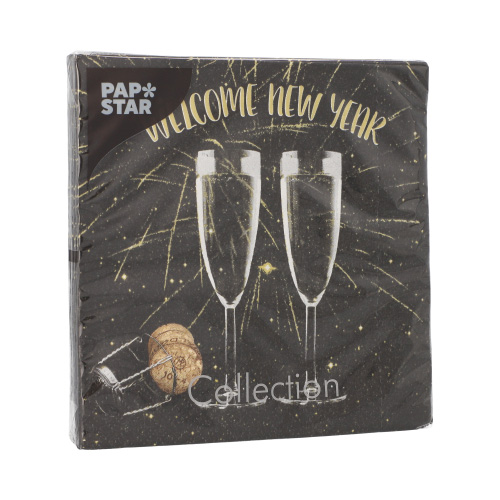 Servietten, 3-lagig 1/4-Falz 33 cm x 33 cm "Welcome New Year"