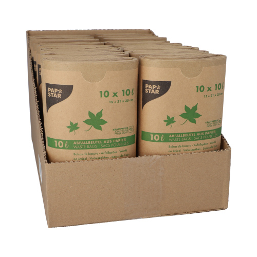 Abfallbeutel Papier, recycled 10 l 35 cm x 21 cm x 15 cm braun