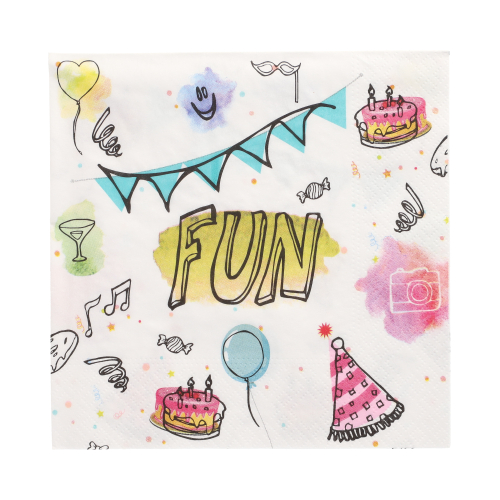 Servietten, 3-lagig 1/4-Falz 33 cm x 33 cm "Fun"