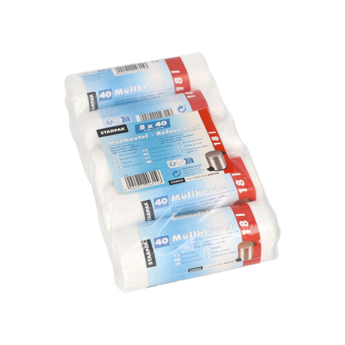 Müllbeutel, HDPE 18 l 52 cm x 46 cm weiss 8 my