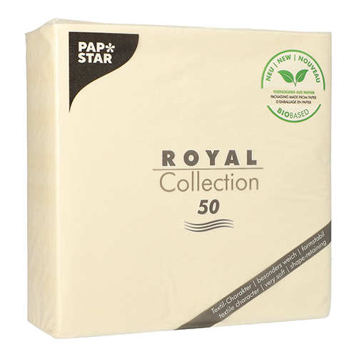 Servietten "ROYAL Collection" 1/4-Falz 40 cm x 40 cm champagner in Papierverpackung