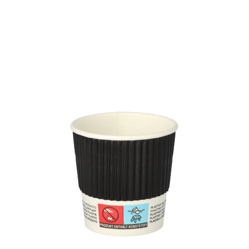 Trinkbecher, Pappe "To Go" 0,1 l Ø 6 cm · 6 cm schwarz Ripple Wall