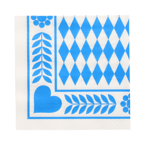 Servietten, 3-lagig 1/4-Falz 33 cm x 33 cm "Bayrisch Blau"