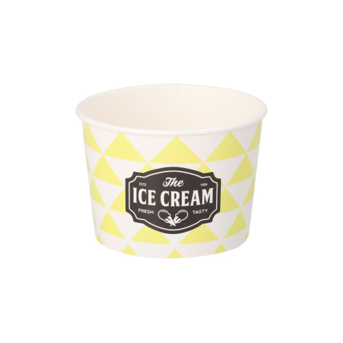 Eisbecher, Pappe 150 ml Ø 7,7 cm · 5,5 cm gelb "Triangle"