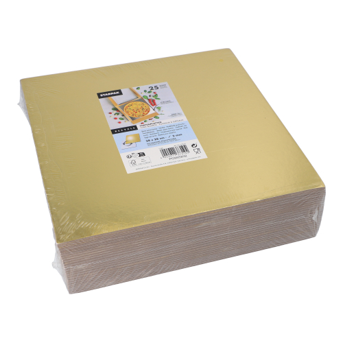 Tortenplatten eckig 0,3 cm x 28 cm x 28 cm gold/silber