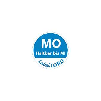"LabelLord" HACCP Lebensmitteletiketten Ø 19 mm blau "Aqualabel" MO haltbar bis MI, abwaschbar