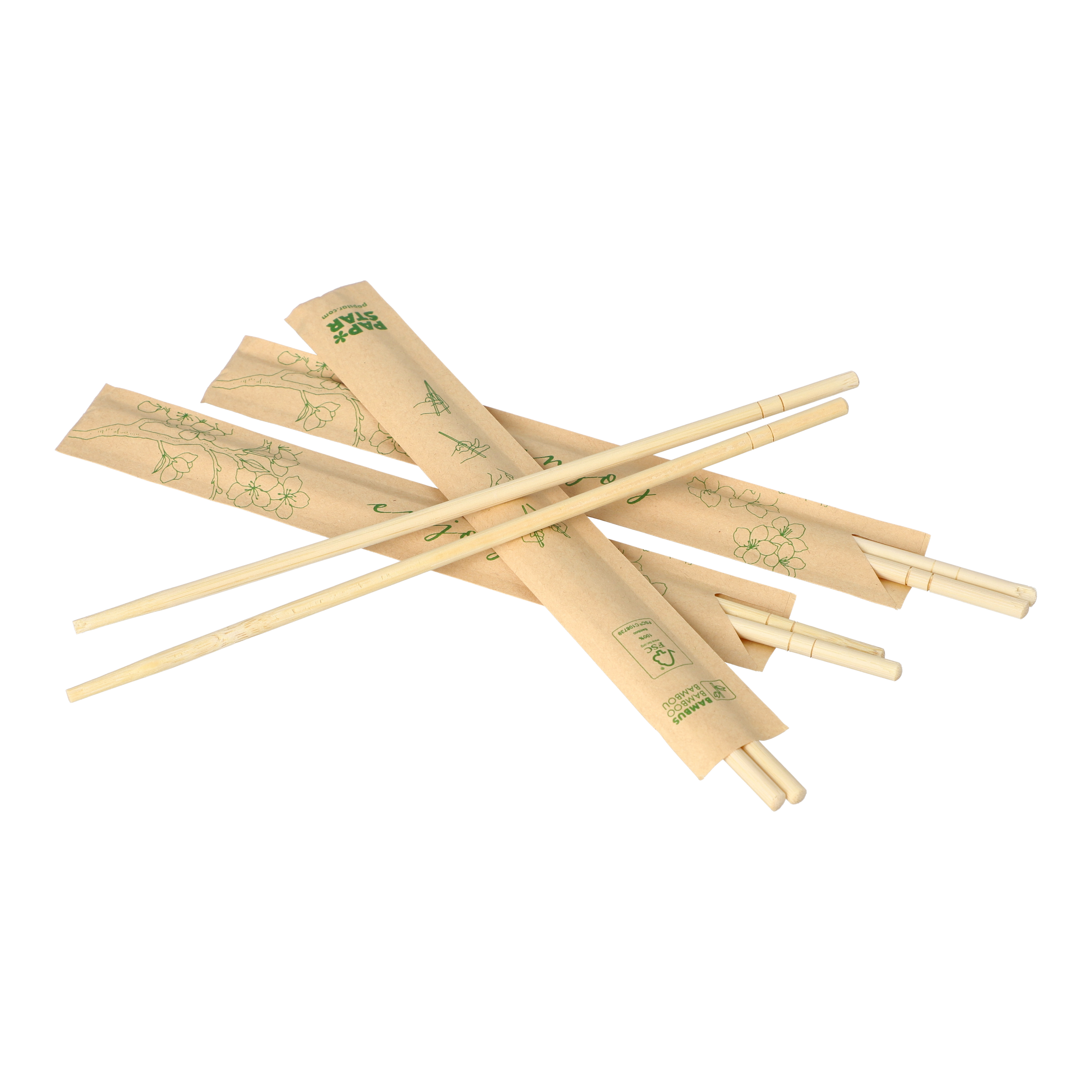 Paar Essstäbchen Bambus "ASIA" rund 22,5 cm einzeln gehüllt