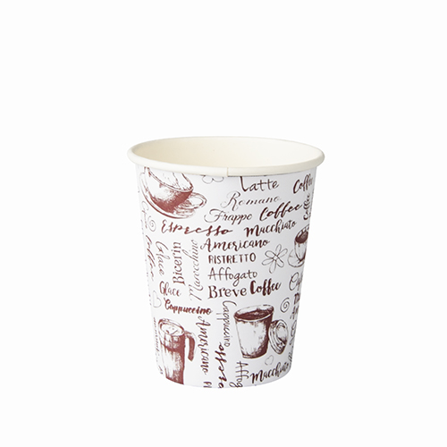 Trinkbecher, Pappe "To Go" rund 250 ml Ø 8 cm · 9,2 cm weiss "Coffee" 8oz