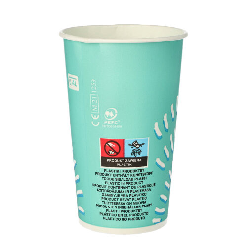 Trinkbecher für Kaltgetränke, Pappe 0,4 l Ø 8,97 cm · 13,5 cm türkis "Rays"