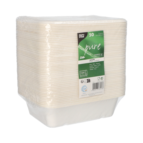 Schalen, Zuckerrohr "pure" ungeteilt 5,6 cm x 15,3 cm x 20,3 cm weiss