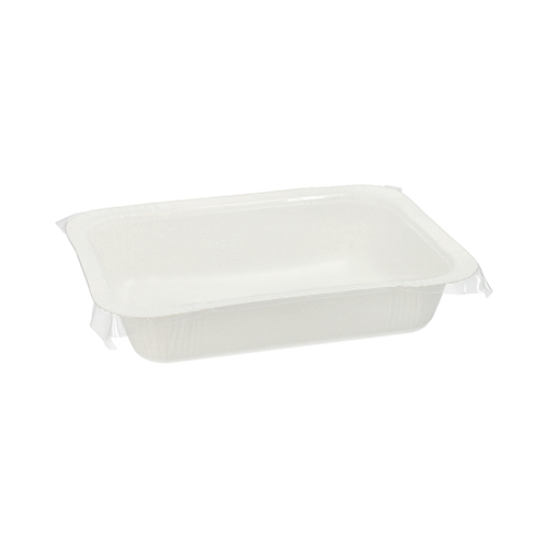 Siegelschalen, Pappe eckig 530 ml 3,7 cm x 13,7 cm x 18,1 cm weiss