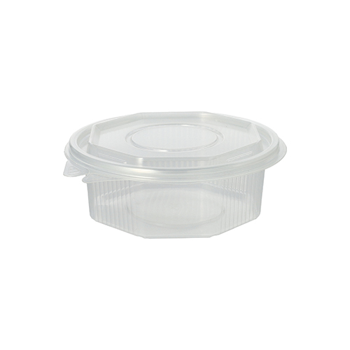 Verpackungsbecher mit Klappdeckeln, PP 8-eckig 375 ml 4,2 cm x 11 cm x 11 cm transparent