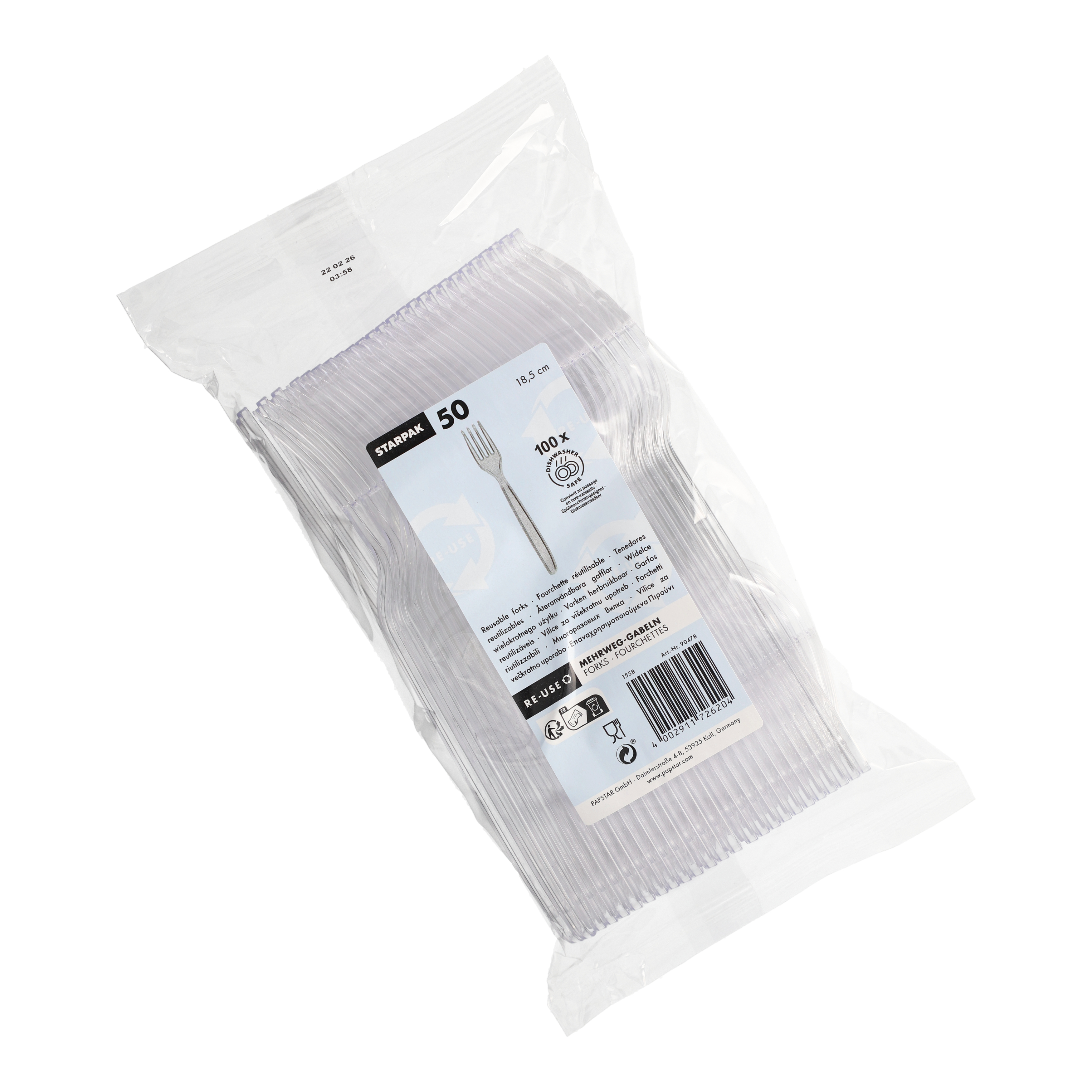 Mehrweg-Gabeln 18,5 cm transparent