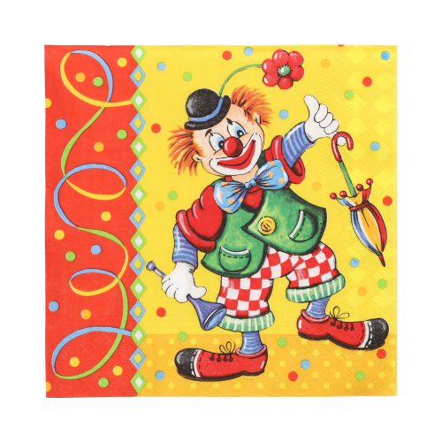 Servietten, 3-lagig 1/4-Falz 33 cm x 33 cm "Clown"
