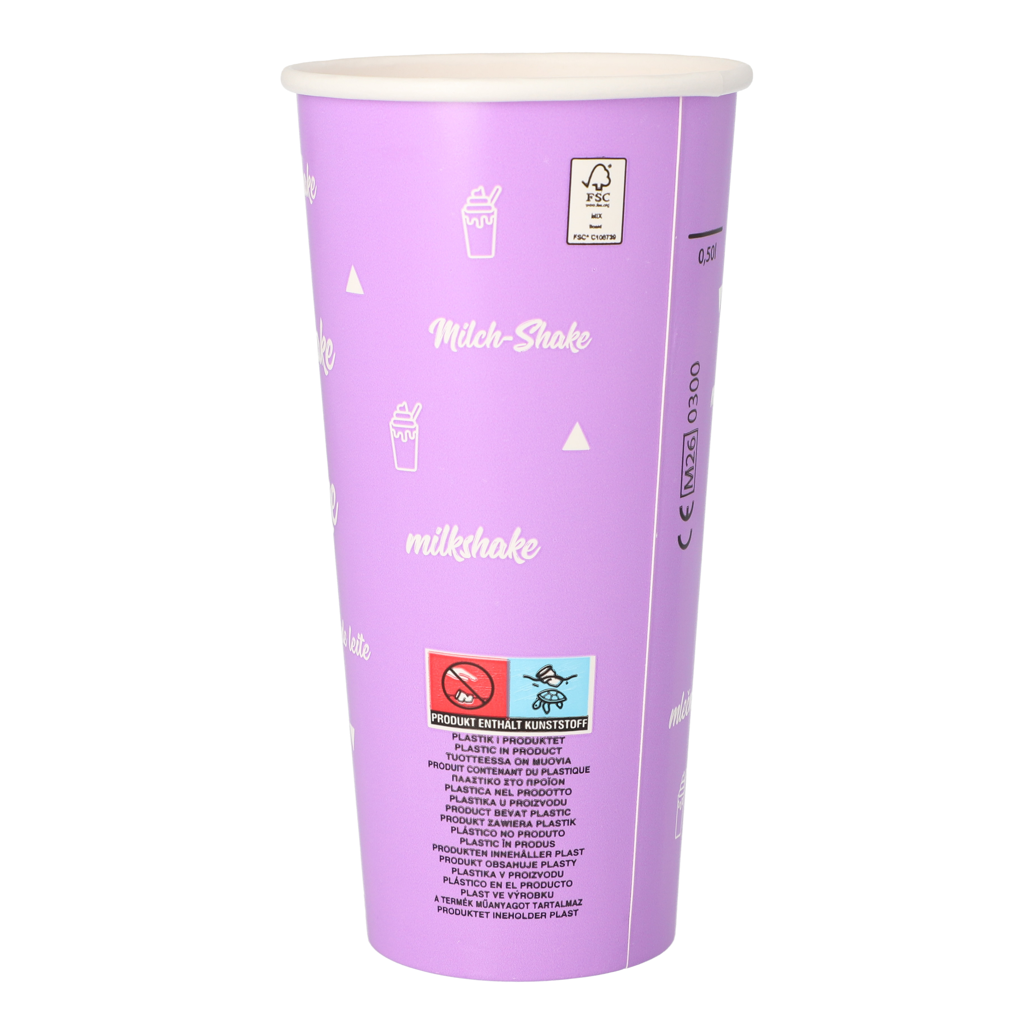 Shake-Becher, Pappe 0,5 l Ø 9 cm · 16,8 cm "Milk-Shake"