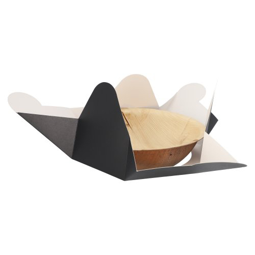 Schalen, Palmblatt rund 900 ml Ø 21 cm · 6 cm natur/schwarz mit separatem Flower-Lid