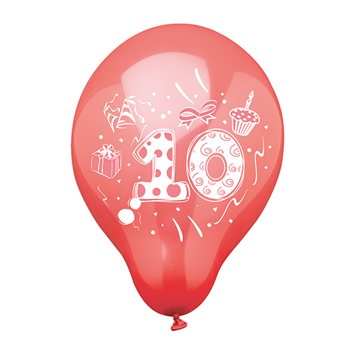 Zahlenluftballons Ø 25 cm farbig sortiert "10"