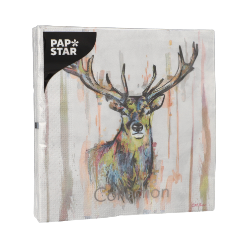 Servietten, 3-lagig 1/4-Falz 33 cm x 33 cm "Colourful Deer"